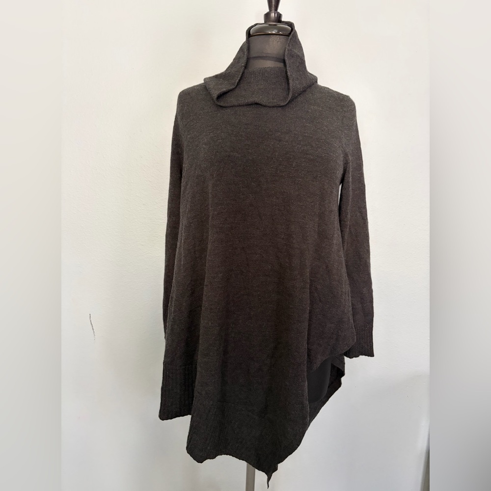 Eileen Fisher Dark Charcoal Asymmetric Turtleneck Sweater